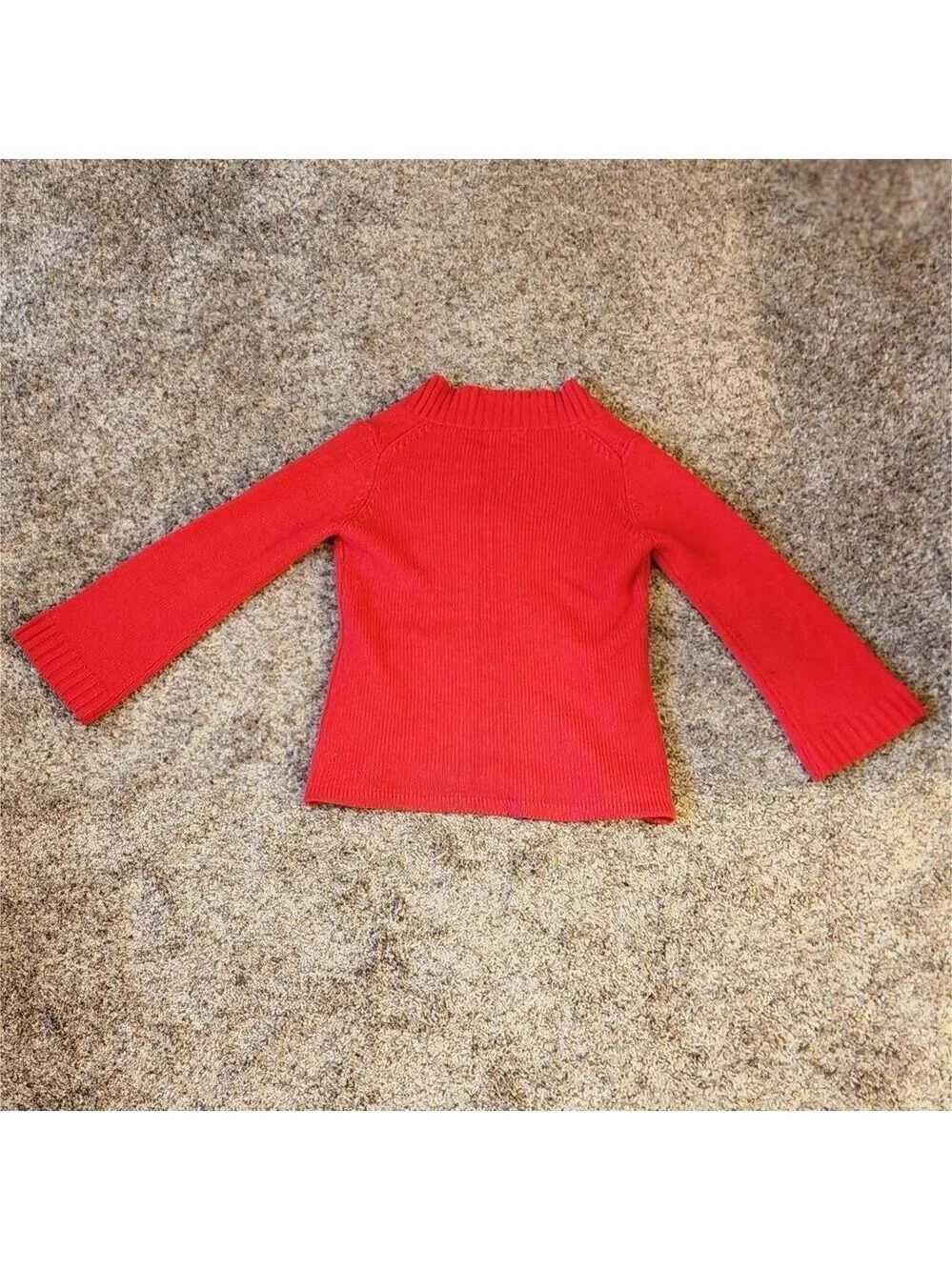Vtg 60s 70s Sears Red Double Breasted Grandmacore Mod Knit Sweater Bell Sleeve S